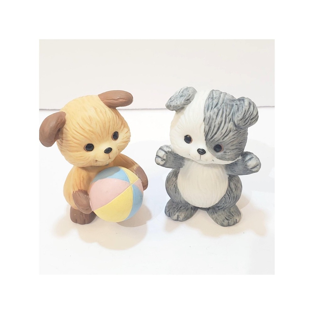 Lot of 2 Vtg Avon 1992 Porcelain Dogs Animals Best Buddies Figurine Figure 2.25"